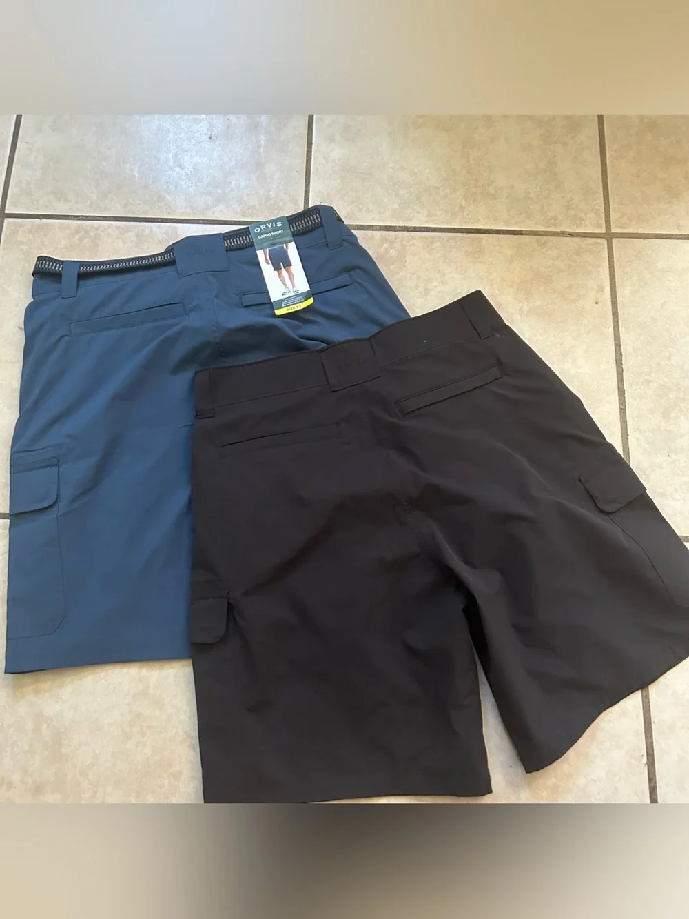 Orvis Tech cargo shorts belted blue black mens size‎ 32 bundle